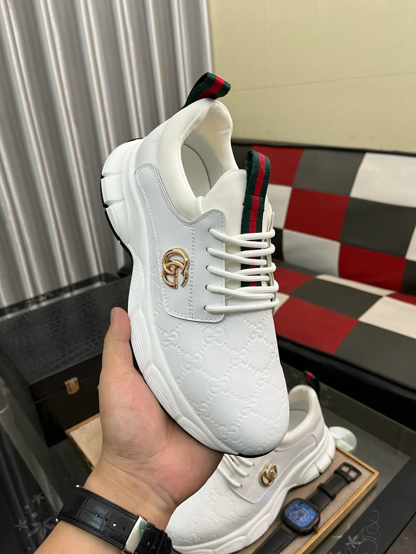 Men's shoes 💰440⌚️⌚️ (GUCCI-Gucci) luxury brand sports and casual shoes, imported original material, sheepskin lining, high-end and comfortable, original outsole is light and wear-resistant! Purely handmade, details determine quality! 38-443️⃣colors available